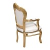 Barokní židle bílá a zlatá - rokokový sedadlo - 