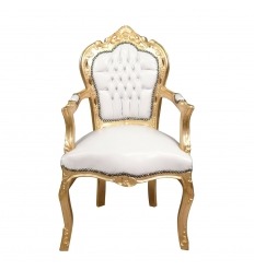 Valkoisen ja kullan barokki nojatuoli