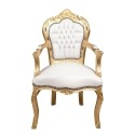 White and gold baroque armchair - Rococo seats - 