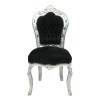 Barokní židle černá a stříbrná s sametovou látkou - 