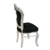 Barock Stuhl in Schwarz und Silber mit Samtstoff - Barock Stuhlen