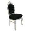 Barokní židle černá a stříbrná s sametovou látkou - 