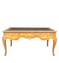 Large Louis XV desk in elm burl