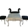 Table basse baroque argentée - Fauteuils et chaise