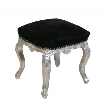 Black and silver baroque pouf