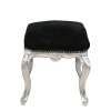 Baroque pouf in black velvet and silver wood
