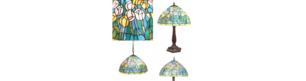Series of luminaires with Tiffany lamps