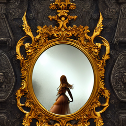 Miroir baroque doré en bois sculpté