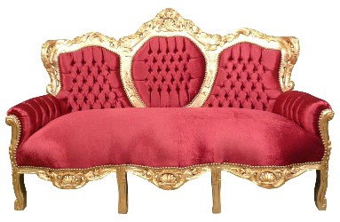 Canapé baroque en bois doré en velours rouge