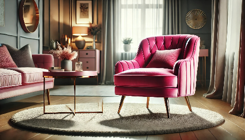 Chaise en velours rose