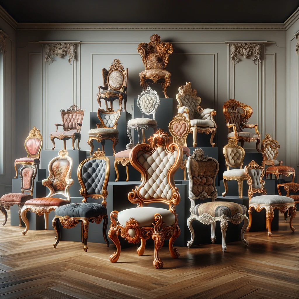 chaises baroque en bois sculpté