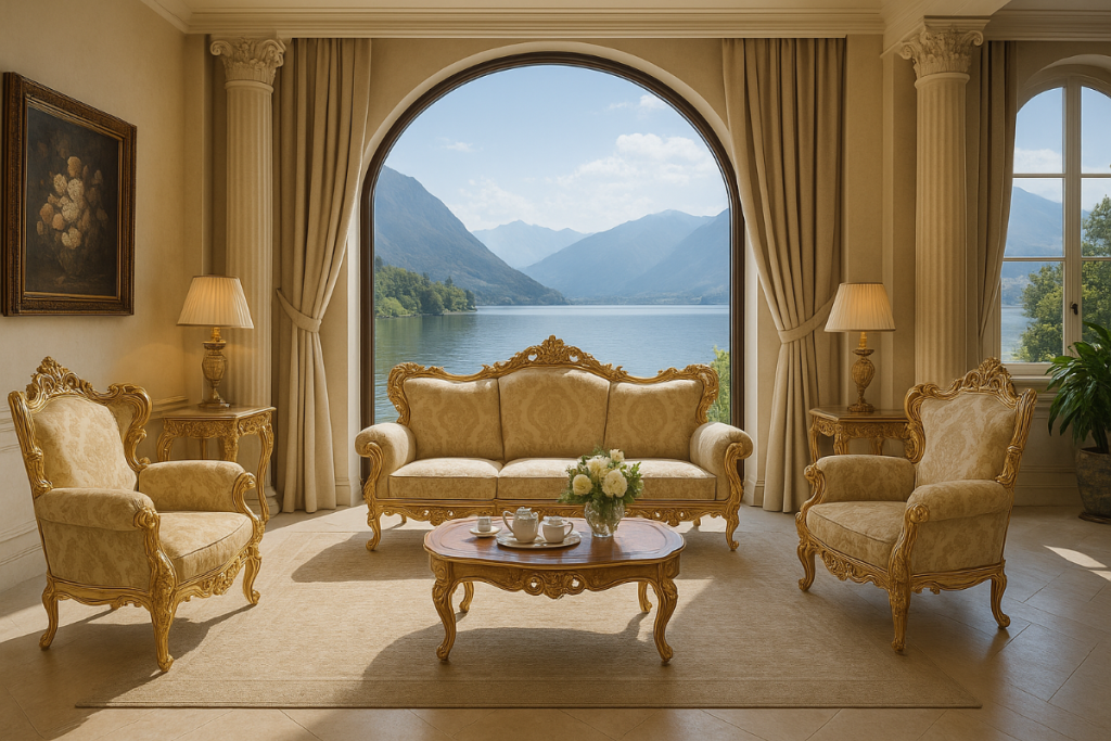 Salon avec canapé et fauteuils baroque Italiens - Canapé de style