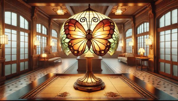 Lampe papillon style Tiffany en vitrail