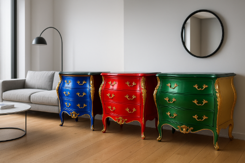 Commode baroque dans une déco moderne