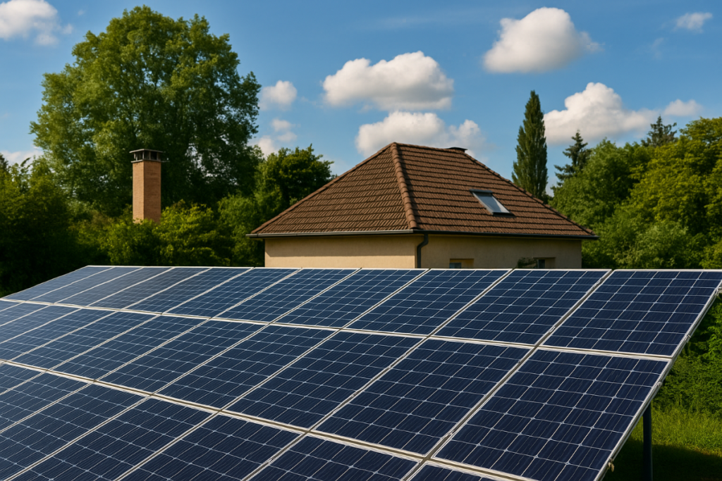 Maison équipée de panneaux solaires pour économiser l’énergie
