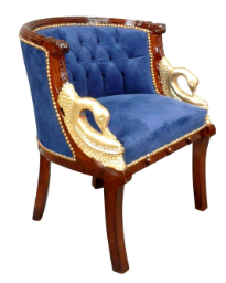 Fauteuil Empire tissu bleu