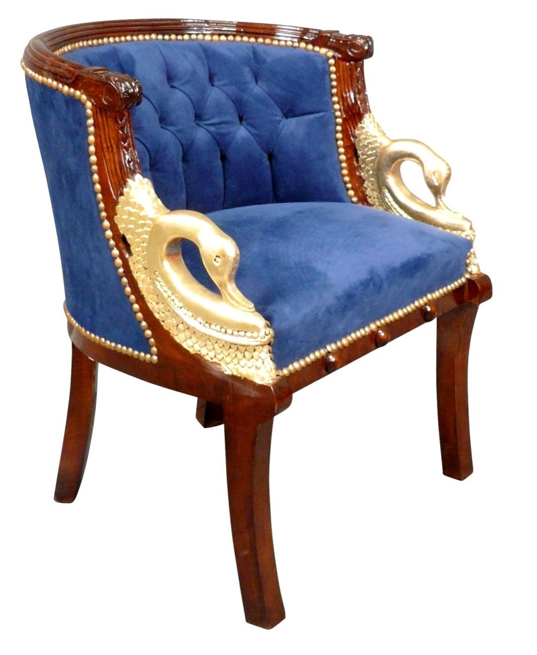 Fauteuil Empire col de cygne en acajou