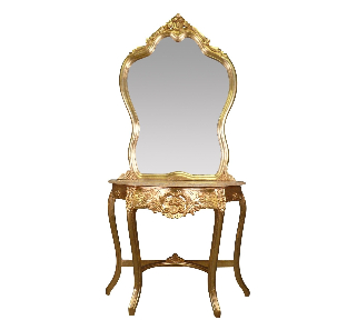 gold baroque console - Gold and marble baroque console Baroque gold and beige marble console