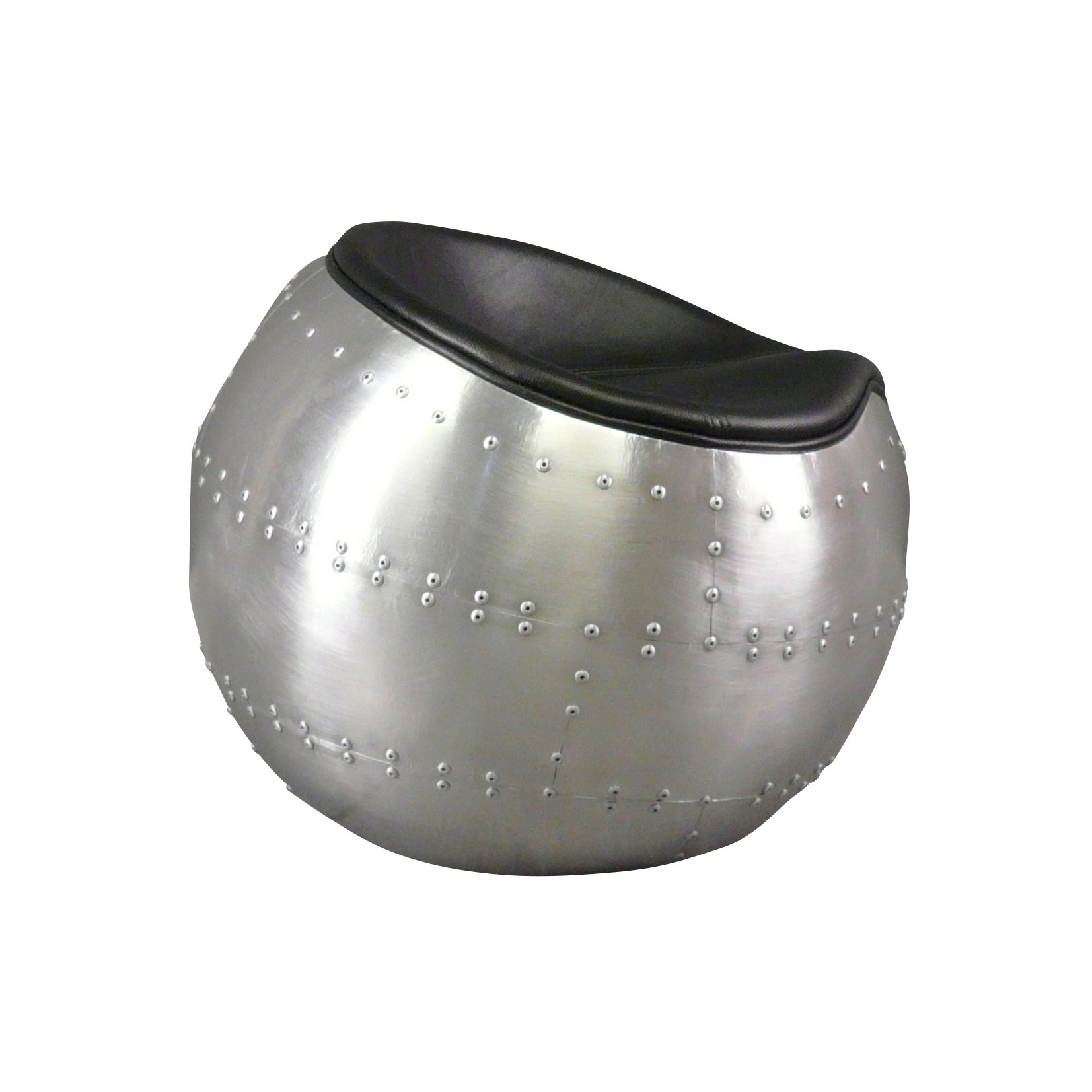 Pouf aviateur en aluminium riveté