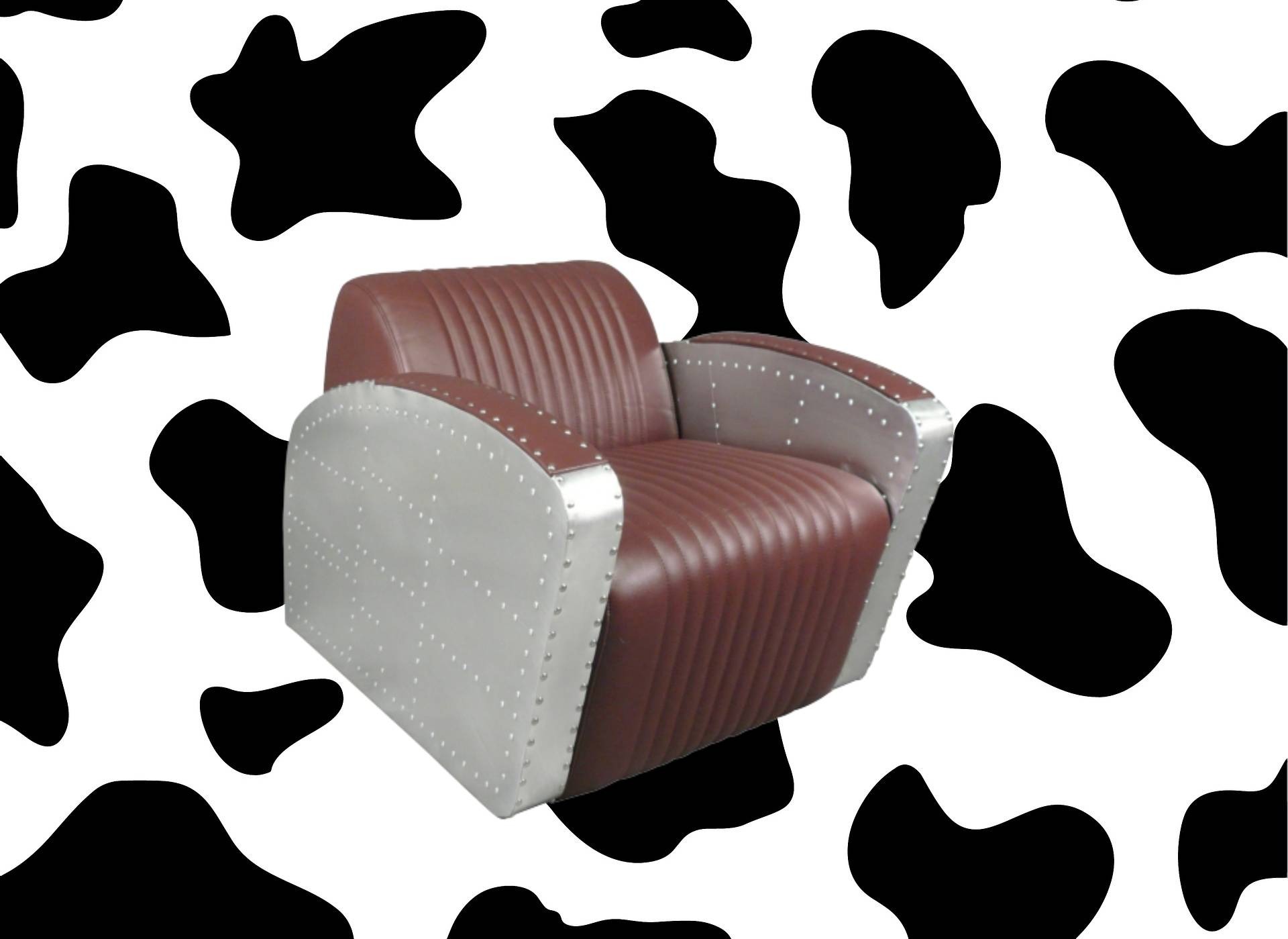 Fauteuil aviateur en cuir et bois