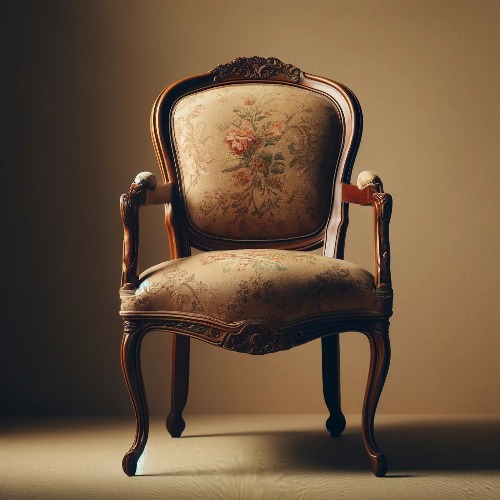 Fauteuil ancien avec accoudoir en bois