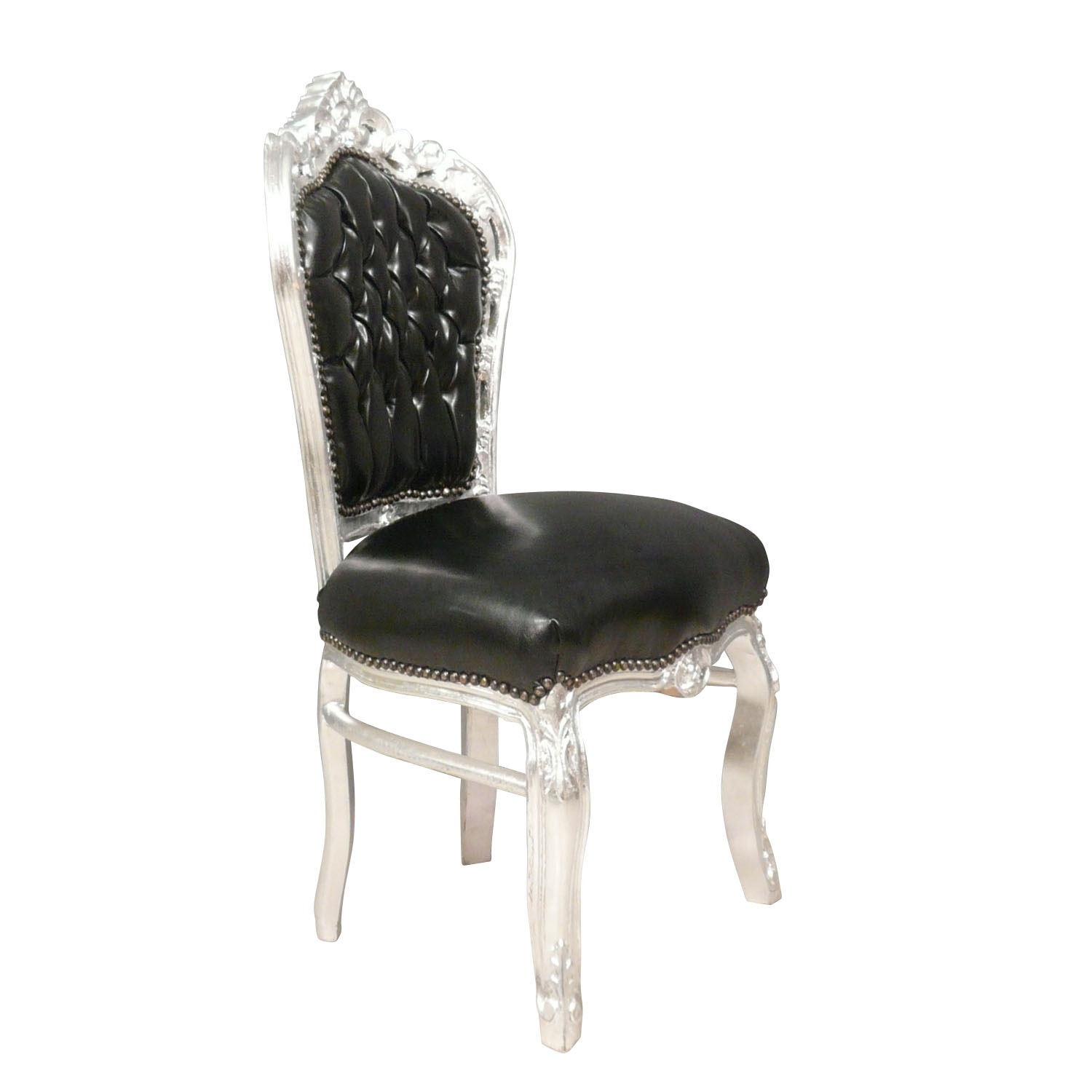 Chaise baroque noire en PVC 2 Chaise baroque noire en simili cuir