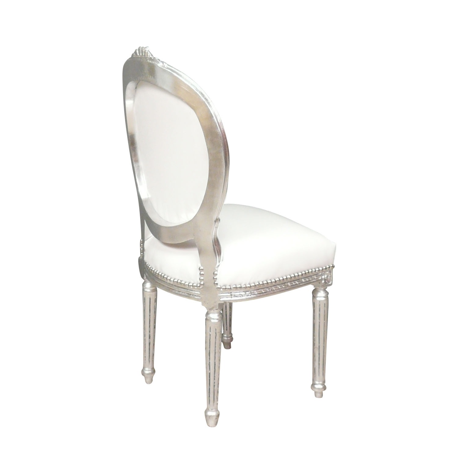 Chaise style Louis XVI blanche et argent