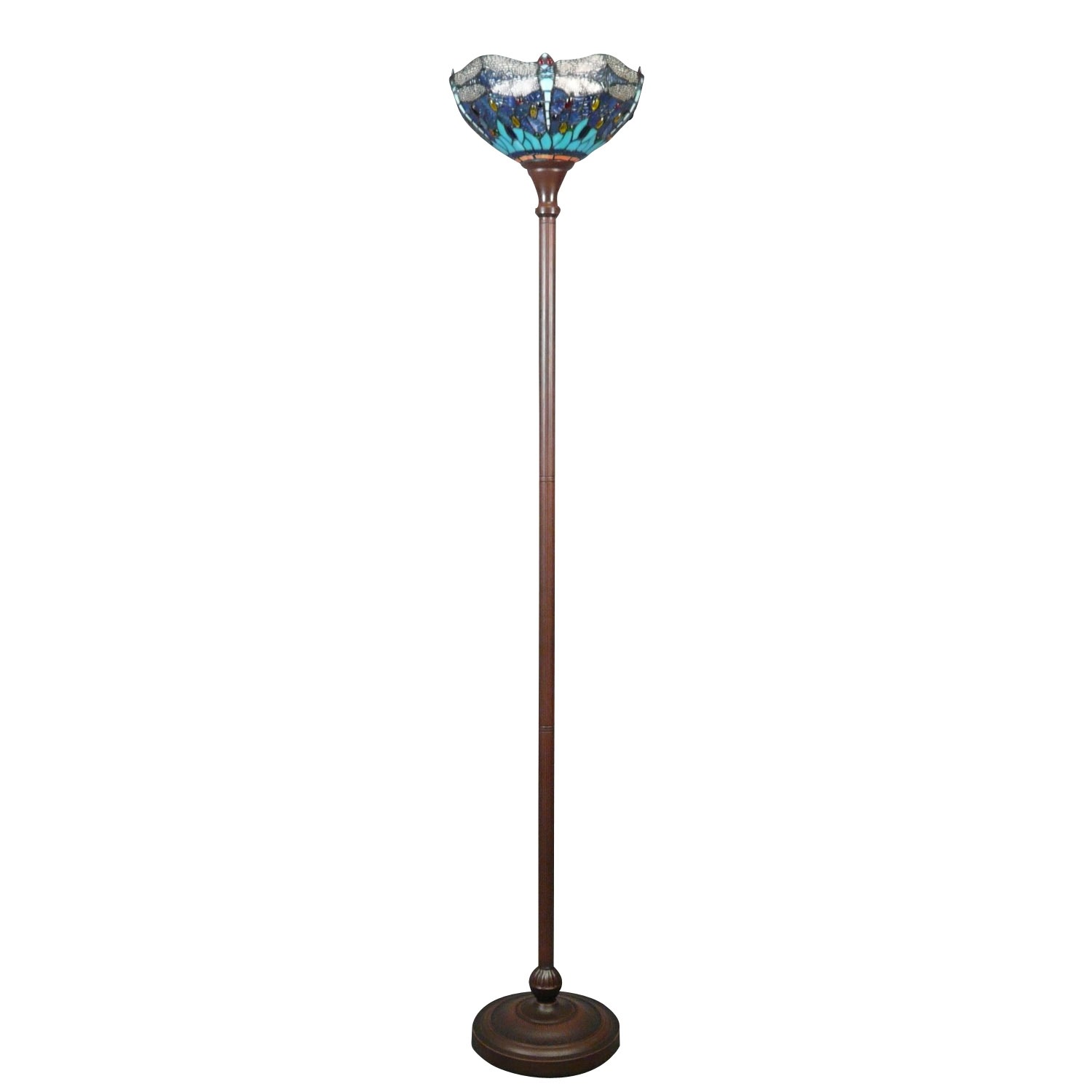 Lampadaire Tiffany libellules 4 Lampadaire Tiffany libellules bleu et vert -