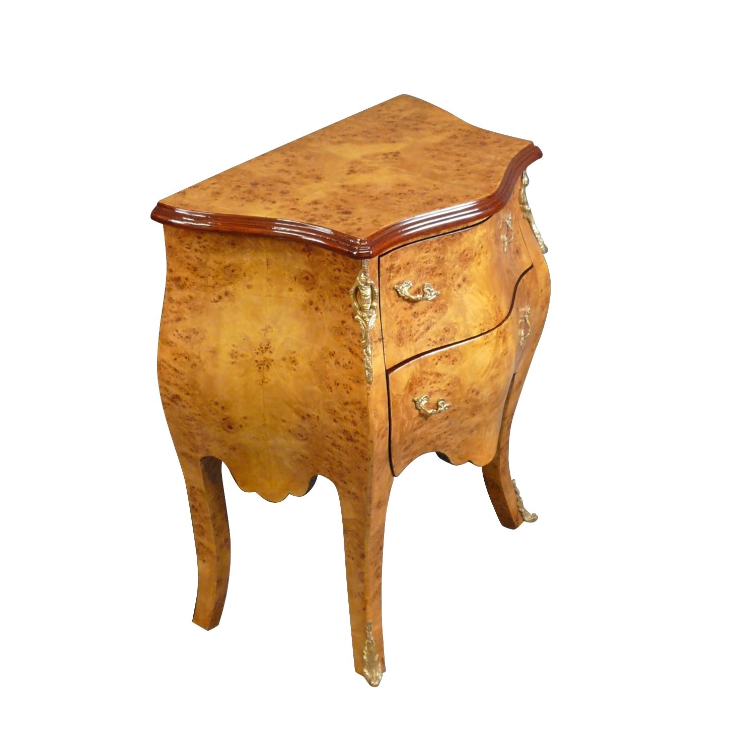 Petite commode Louis XV en loupe d'orme 3 Petite commode Louis XV en loupe d'orme, meuble de rangement -