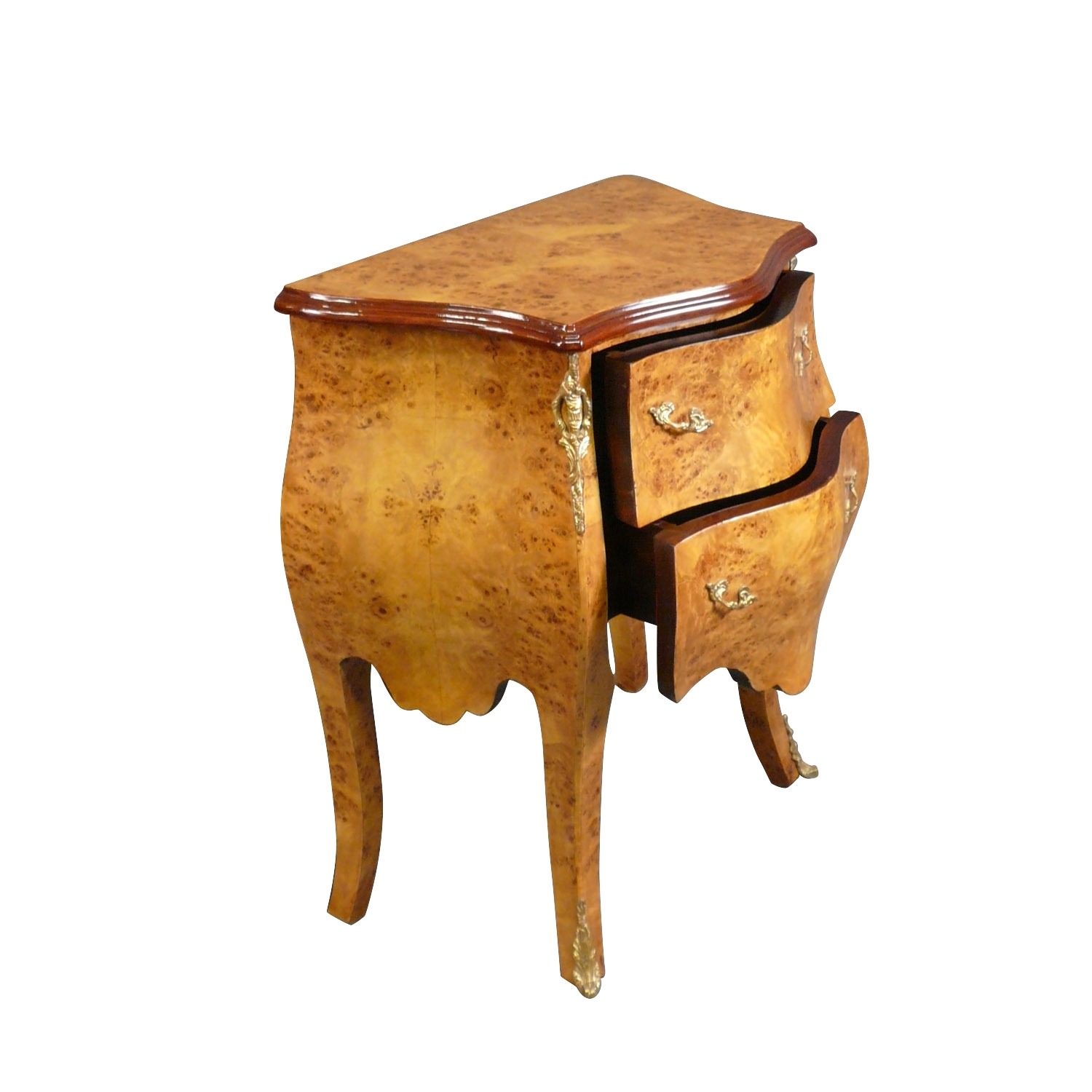 Petite commode Louis XV en loupe d'orme 4 Petite commode Louis XV en loupe d'orme, meuble de rangement -