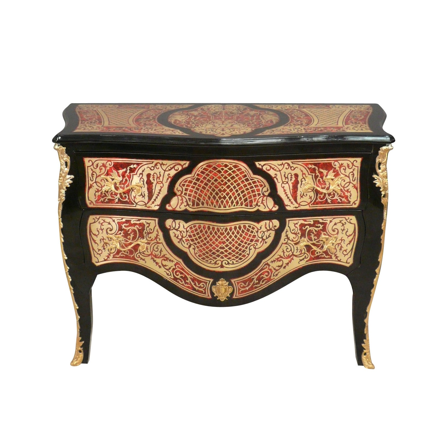 Commode Louis XV style Boulle 5 Commode Louis XV noire style Boulle