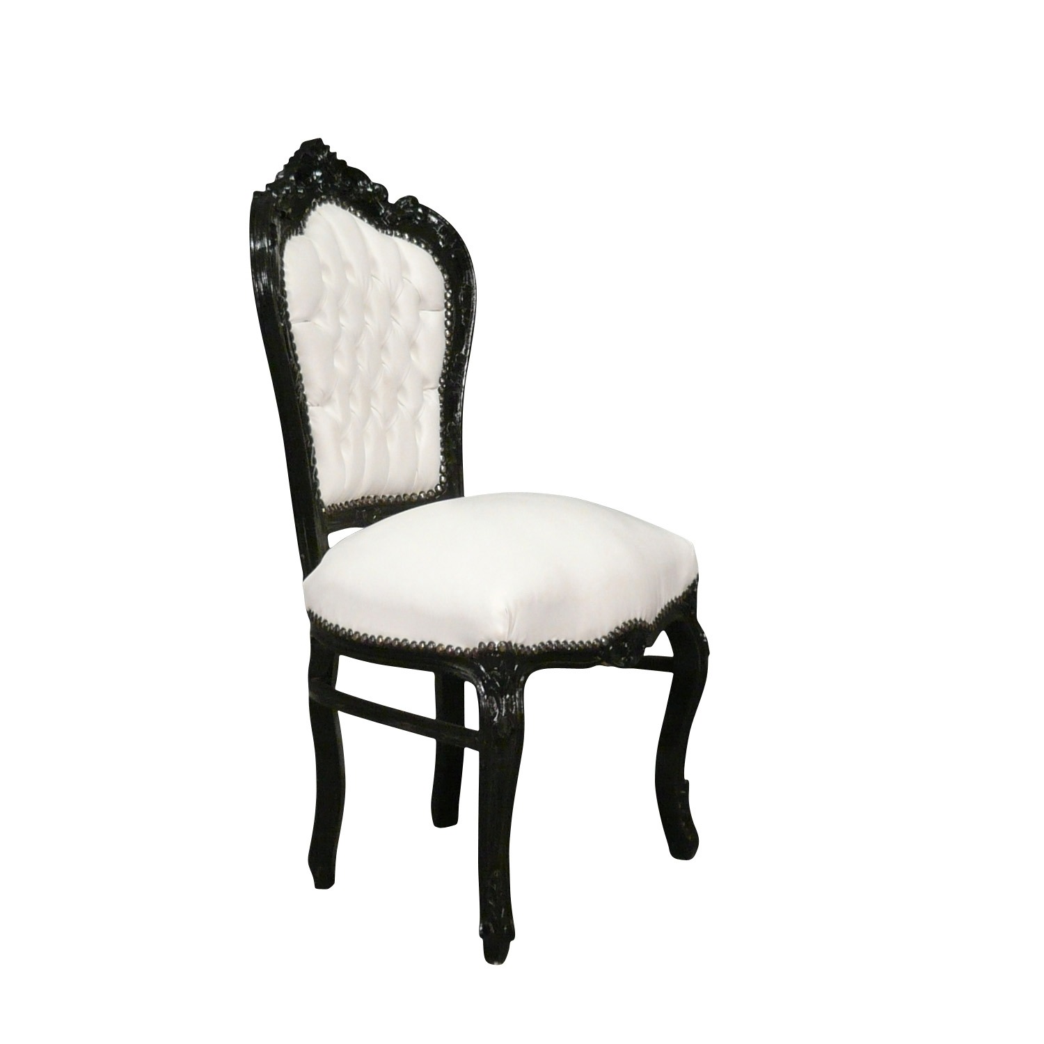 Chaise baroque noire et blanche - série Vesoul 2 Chaise baroque noire et blanche - série Vesoul - Magasin de meubles baroque