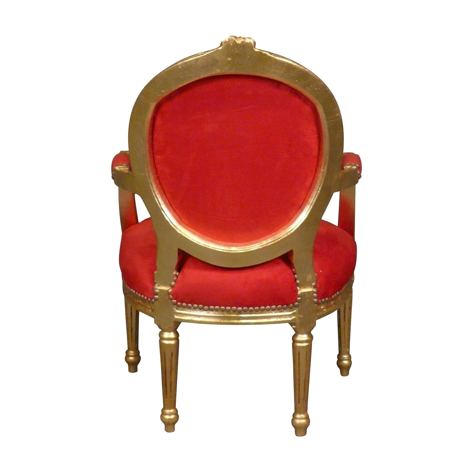 Fauteuil Louis XVI rouge et doré 5 Fauteuil Louis XVI médaillon - Meuble Louis XVI
