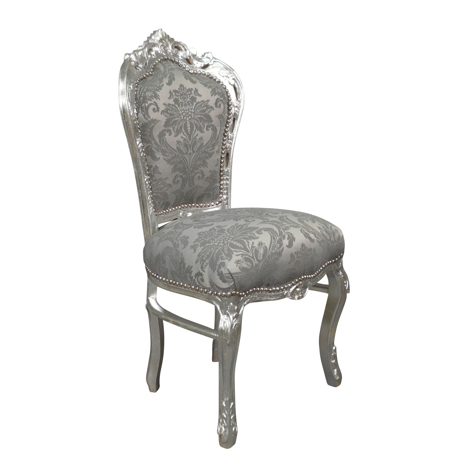 Chaise baroque en tissu gris 3 Chaise baroque en tissu gris - Meuble baroque