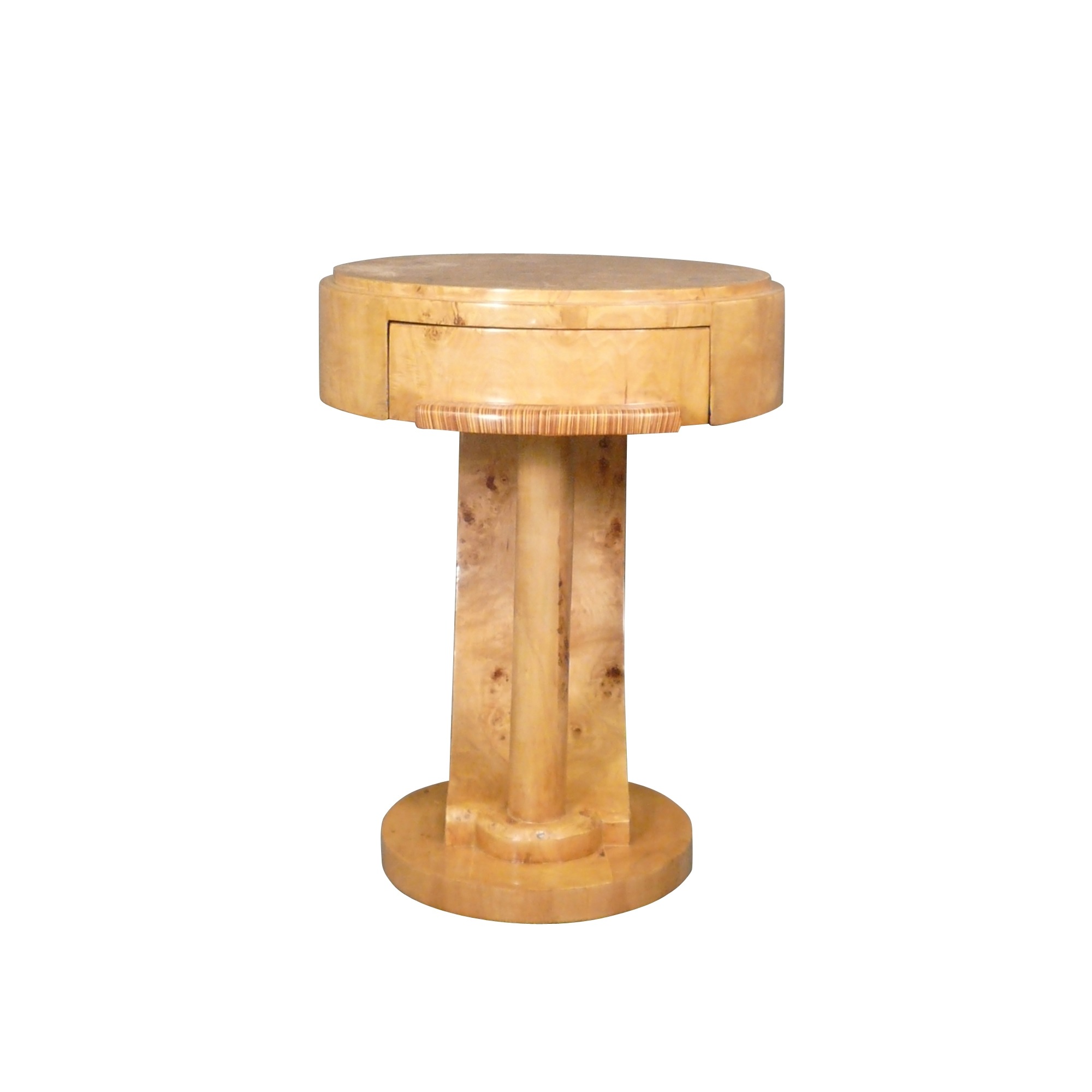 Table de chevet art déco en loupe d'orme - Mobilier art déco