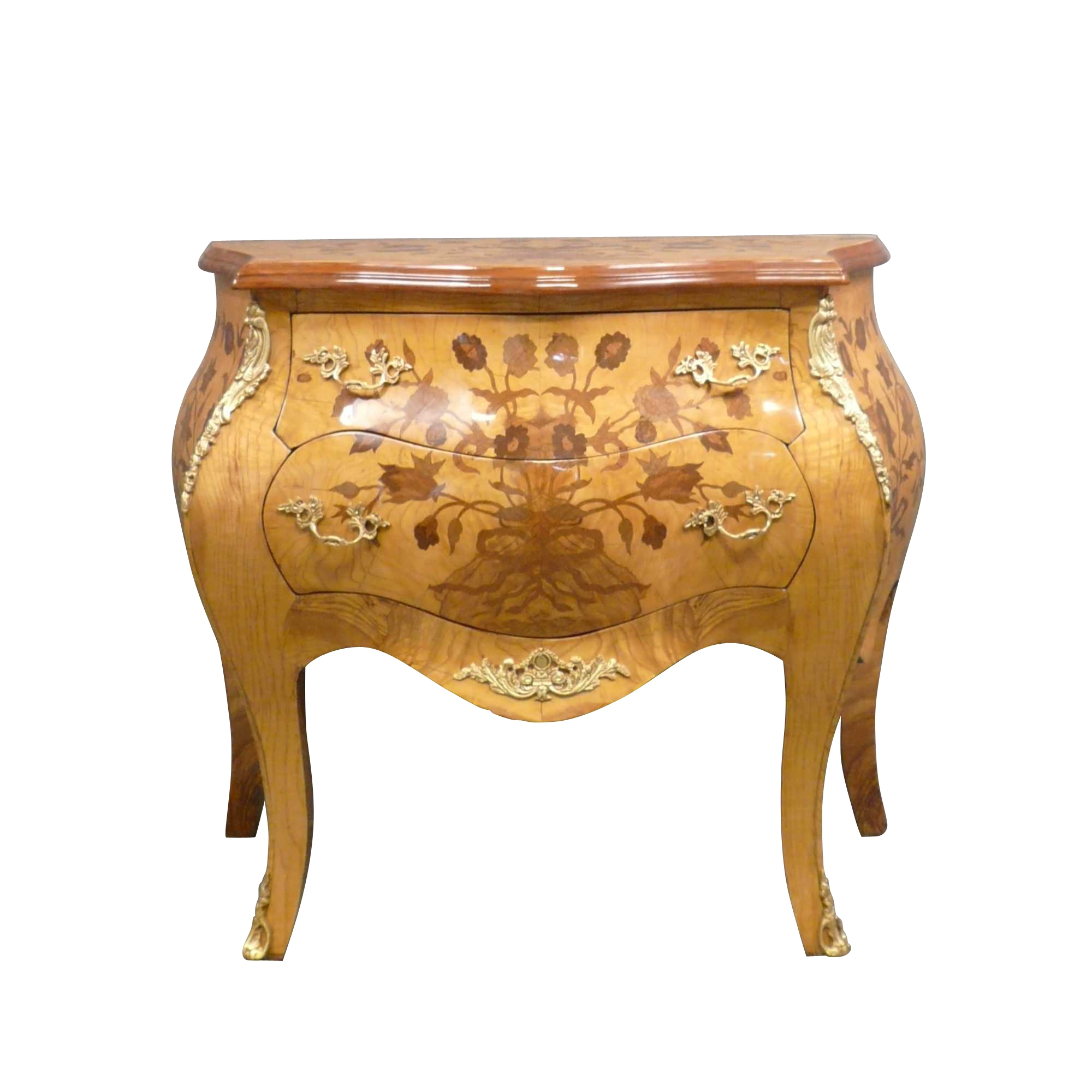  Commode Louis XV avec des fleurs en marqueterie -  Meubles Louis 15