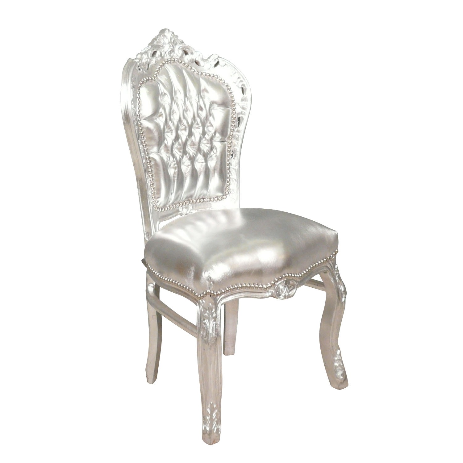 Chaise baroque argentée 3 Chaise baroque argentée - Meuble baroque à vendre