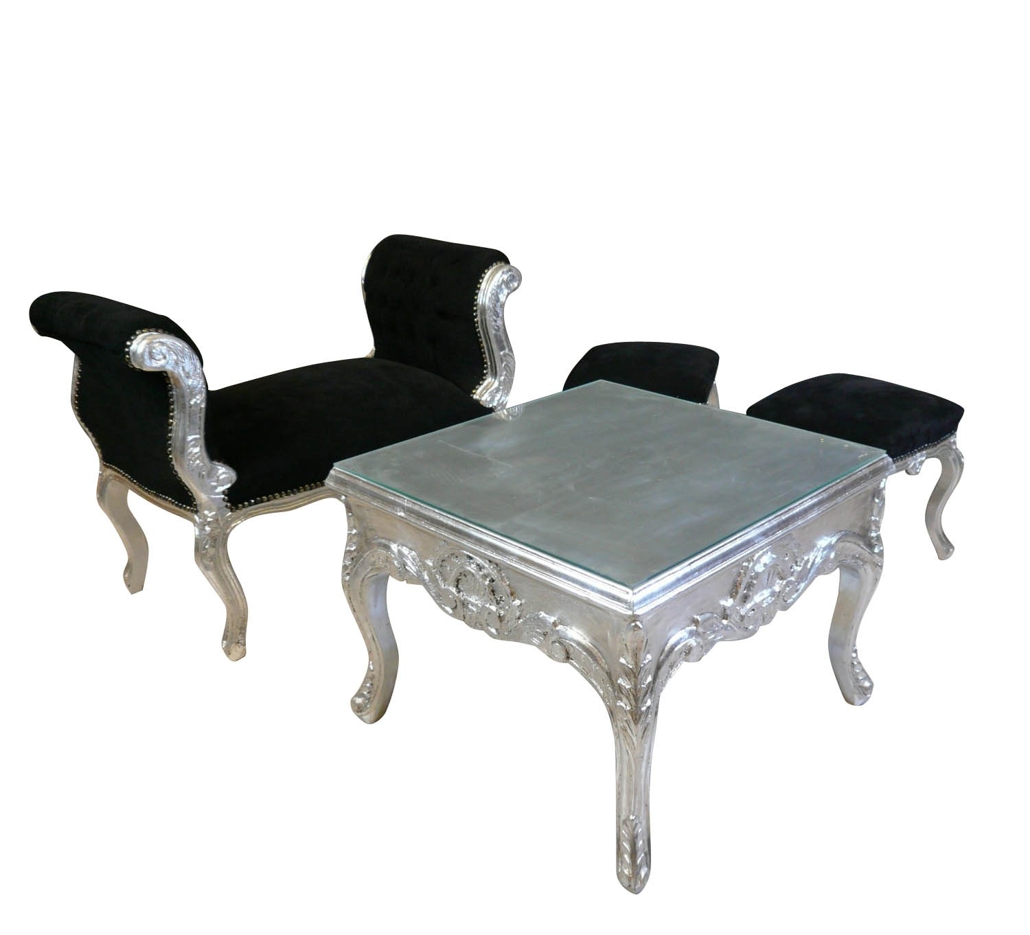 Table basse baroque argentée 2 Table basse baroque argentée - Fauteuil et chaises